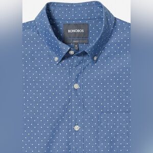 BONOBOS Lightweight blue dot slim fit button down NWT